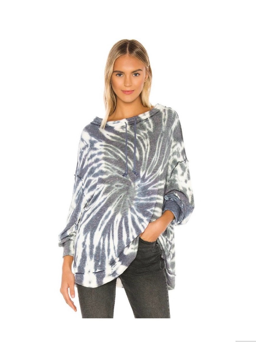Free People NWT Best Catch Spiral Tie-Dye Sweatshirt Color Blue Combo Small